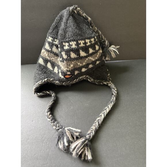 Everest Nepal 100% Wool Winter Sherpa Hat Knit Cap Fleece Lined Ski Earflaps - Picture 1 of 7